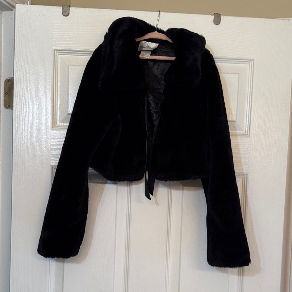 Rare Editions Girls Elegant Black Faux Fur Jacket